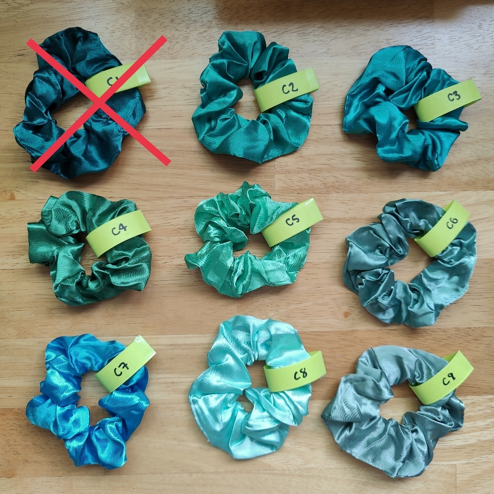NEW SATIN ELASTIC SCRUNCHIE CHOOSE YOUR COLOR (BLUE GREEN)